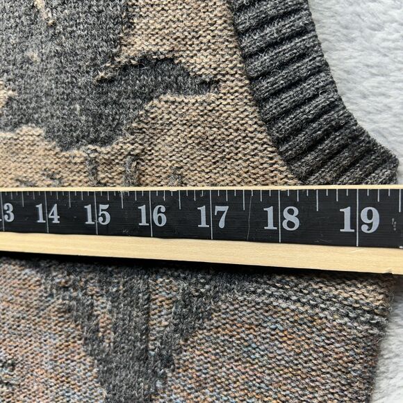 Vintage Wool Vest Mens Medium Gray Sweater Old Money Deer Duck Fishing 90s Y2K - Picture 7 of 9